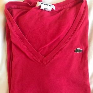 Pink Lacoste V-neck- short sleeve and long sleeve